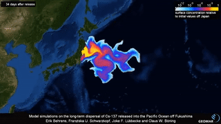 انتشار مياه الصرف الصحي من محطة فوكوشيما بعد بدء إطلاقها في المحيط الهادئ