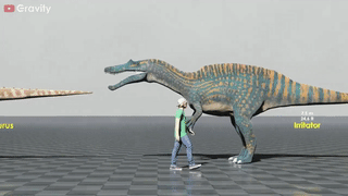 مقارنة بين حجم الديناصورات المختلفة وحجم الإنسان