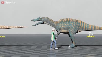 مقارنة بين حجم الديناصورات المختلفة وحجم الإنسان