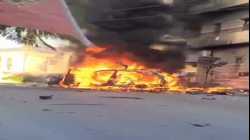 احتراق سيارة بعد قصف مسيرات اسرائيلية لها في محاولة اغتيال فاشلة في النبطية (8 فبراير 2024)